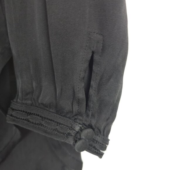 Dark Fairy Goth Fall Boho Casual Witchy Flowy Oversized Black Vince BG Blouse XS - Picture 7 of 13